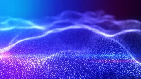 Soft-focus purple and blue particle hills forming an abstract futuristic wa.. Stock Illustration