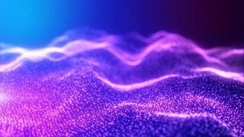 Soft-focus purple and blue particle hills forming an abstract futuristic wa.. Stock Illustration