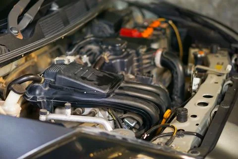 Soft focus, selective focus close-up of car engine Stock Photos