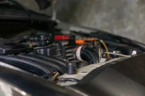 Soft focus, selective focus close-up of car engine Stock Photos