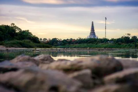 Soft focus the surrounding view Construction Phra Chedi Stock Photos