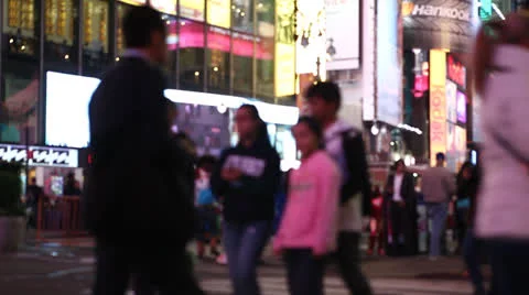 Soft Focus Times Square People Stock Footage 24634825