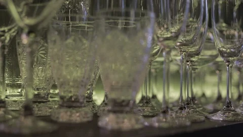 Soft Focus of Various Types of Cocktail Glasses Stock Footage 129782304