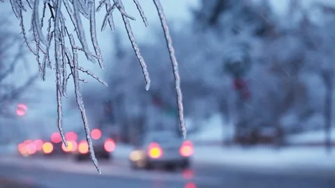 Soft focus view of the winter traffic Stock Footage 165567386