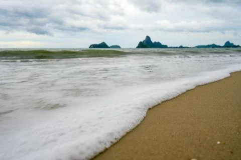 Soft focus of wave bubble at Ao Prashuap , Prachuap Khiri Khan. Stock Photos