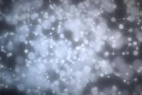 A soft-focus web of pale blue and white circles linked by fine lines fills .. Stock Illustration