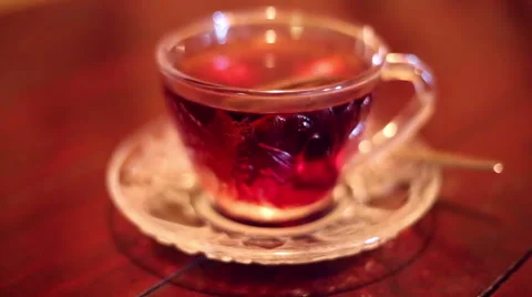 Soft focused brewing hot black tea Stock Footage 60602327