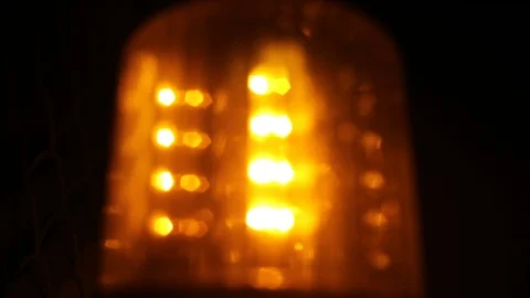 Soft focused spinning amber flasher, Warning hazard sign Stock Footage 92181647