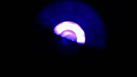 Soft focused spinning blue LED lights Stock Footage 93237463