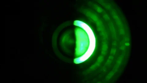 Soft focused spinning green LED lights Stock Footage 93264955