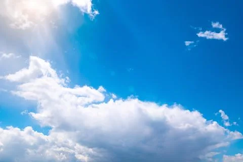 Soft focused view of beautiful thunderclouds. Beautiful dramatic blue sky bac Stock Photos