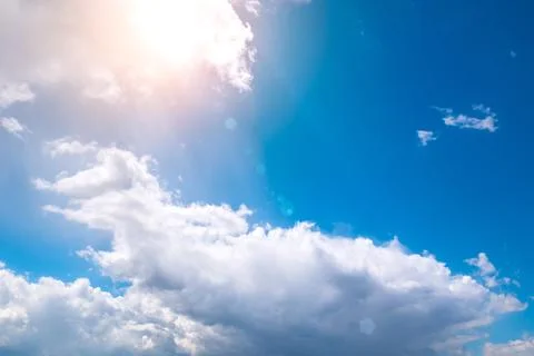 Soft focused view of beautiful thunderclouds. Beautiful dramatic blue sky bac 스톡 사진