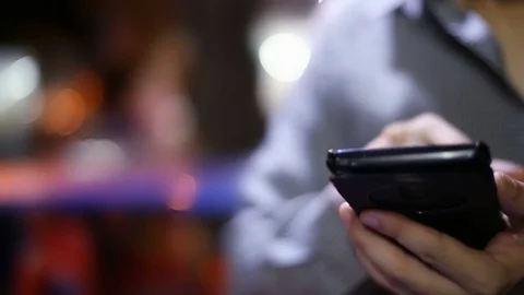 Soft focused young man typing smartphone Stock Footage 85429297