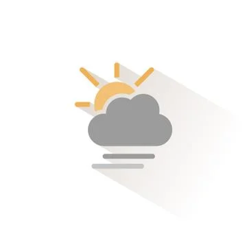 Soft fog, cloud and sun. Isolated color icon. Weather vector illustration Stock Illustration