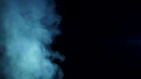 Soft Fog in Slow Motion on Dark Backdrop. Realistic Atmospheric Gray Smoke Stock Footage 140961398