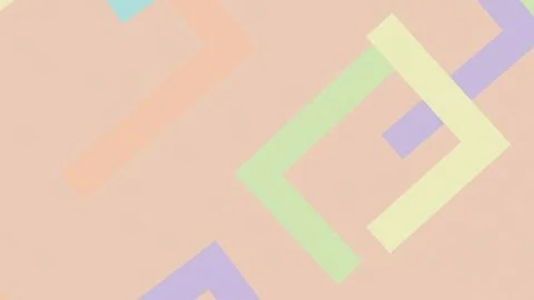 Soft geometric frames and offset outlines float across a peach field, creat.. Illustrazione stock