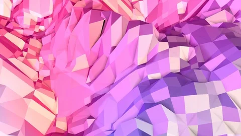Soft geometric low poly motion background with pure blue red polygons. Abstract Stock Footage