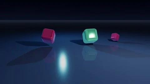 Soft glossy cubes falling and bouncing in slow motion Stock Footage 341702812
