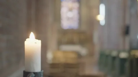 Soft Glow of Candle in Serene Interior Stock Footage 332672474