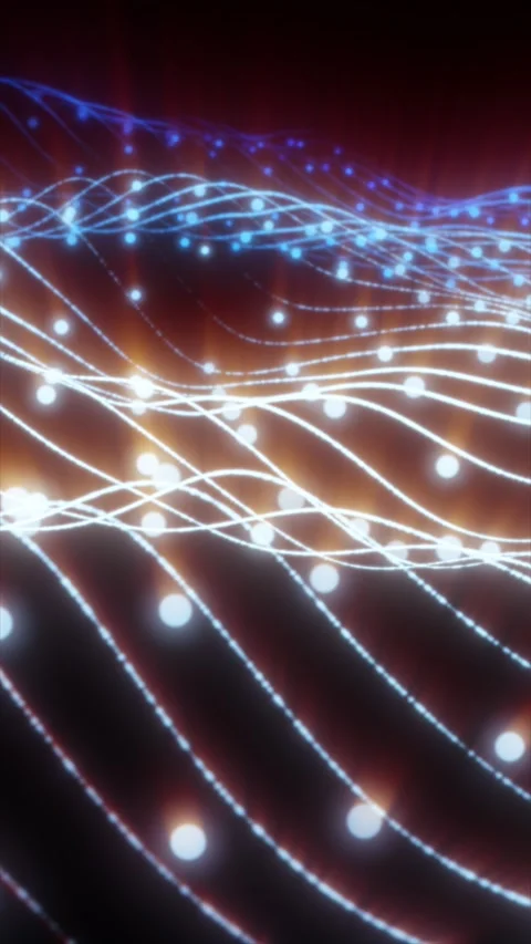 Soft glowing blue and orange light waves with floating particles in a surre.. Stock Footage 323400677