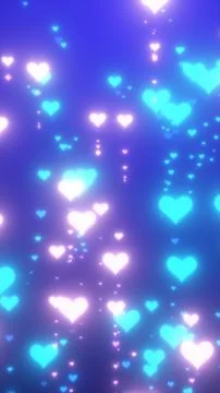 Soft glowing blue and pink heart shapes floating in dreamy bokeh patterns a.. Stock Illustration