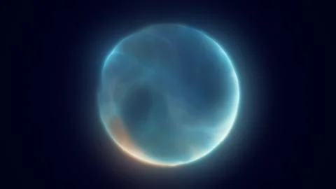 Soft glowing blue plasma bubble floating in darkness, depicting serenity, e.. Stock Illustration