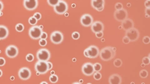 Soft glowing bubbles on orange background. 2d animation Stock Footage 345391741