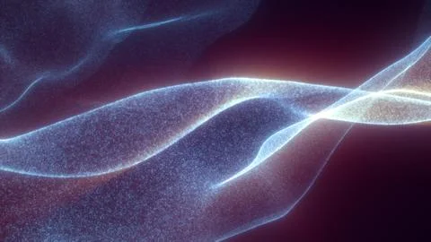 Soft glowing digital fabric made of countless tiny particles forming smooth l イラスト素材