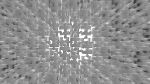 Soft Glowing Grey &amp; White Puzzle Pieces Motion Background Element HD Stock Footage 60358617