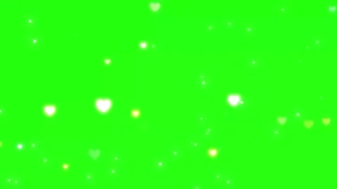 Soft glowing heart bokeh and particles floating on green screen background anima Stock Footage 341279944