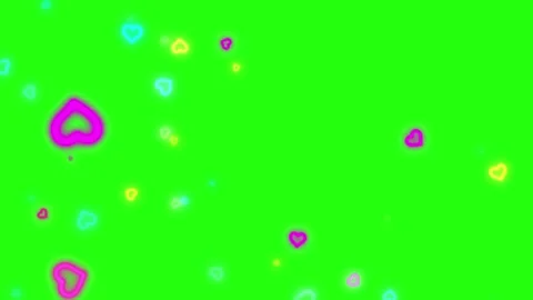 Soft glowing heart bokeh and particles floating on green screen background anima Stock Footage 341279984