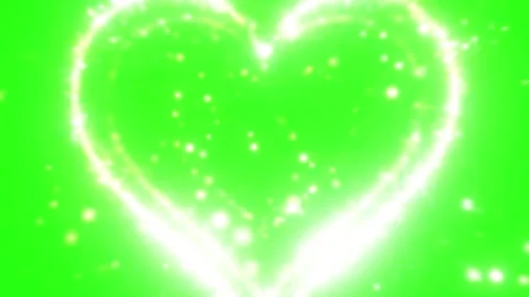 Soft glowing heart bokeh and particles floating on green screen background anima Stock Footage 341279986