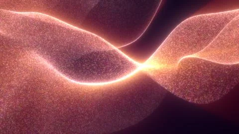 Soft glowing pink particle waves forming smooth luminous digital surfaces i.. Stock Illustration