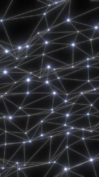 Soft glowing white nodes connected by fine lines, creating an elegant abstr.. Illustrazione stock