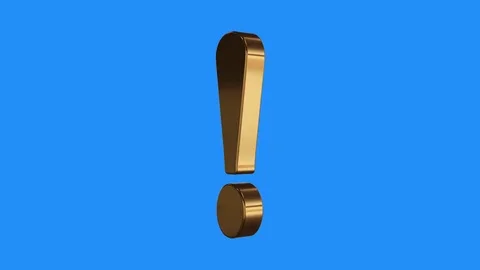 Soft gold exclamation mark sign spinning animation seamless loop on blue Stock Footage 83645941