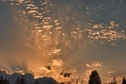 Soft golden sunset clouds over   August 2025 Stock Photos