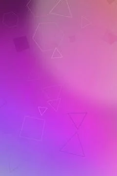 Soft gradient backdrop in pink and purple tones with floating geometric out.. Stock Illustration