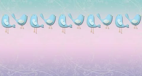 Soft gradient blur wallpaper and birds Stock Illustration