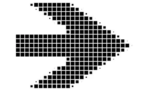 Soft gradient halftone dot arrow, Fading round dot pointer icon, Minimalist m イラスト素材