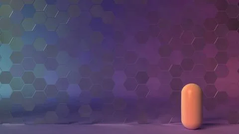 Soft gradient hexagonal wall texture with a single pastel capsule on the ri.. Stock Illustration