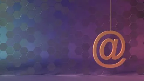 Soft gradient hexagonal wall texture with large hanging at symbol on the ri.. Stock Illustration
