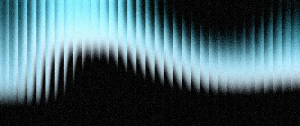 Soft grainy cyan ribbed gradient background with flowing vertical wave line.. Stock Illustration