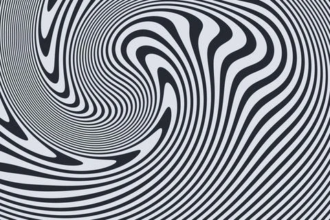 Soft gray and deep slate stripes bend into a fluid layered composition, cre.. Ilustração Stock