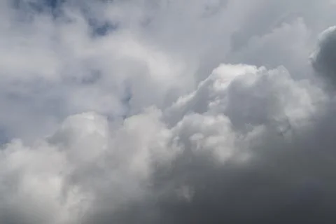 Soft gray clouds fill sky, diffuse light creates tranquil mood, subtle gradie Stock Photos