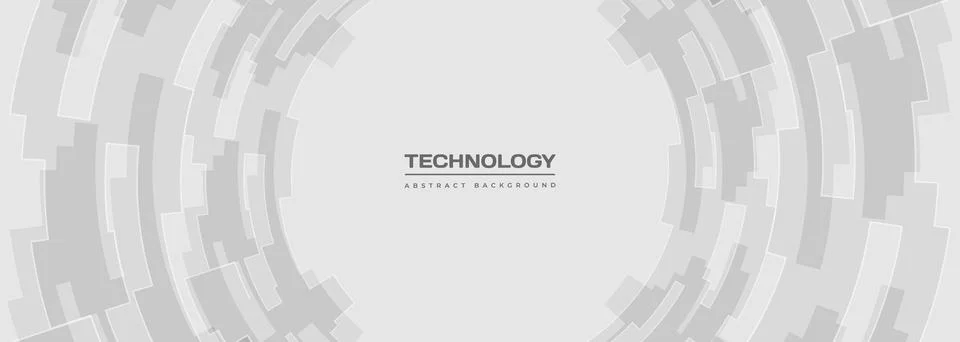 Soft gray digital technology wide banner. Abstract circle interface vector Stockillustratie