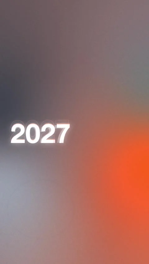 Soft gray orange gradient with glowing 2027 New Year numbers, Seamless Loop Stock Footage 341857188