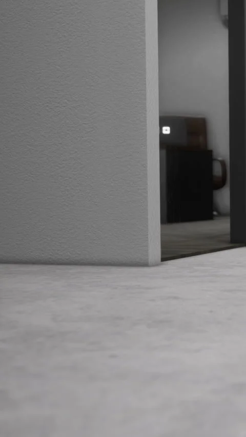 Soft gray tones illuminate a modern office entrance with sleek design Stock Footage 334050847