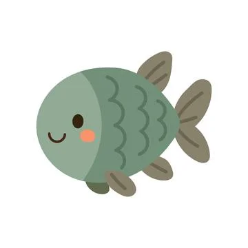 Soft green fish with smooth lines and calm expression, ideal for pastel Stock Illustration