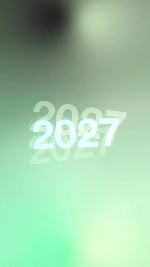 Soft green mint gradient with glowing 2027 New Year numbers, Seamless Loop Stock Footage 341857190