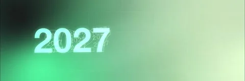 Soft green mint gradient with glowing 2027 New Year numbers, Loop Animation Stock Footage 341858005